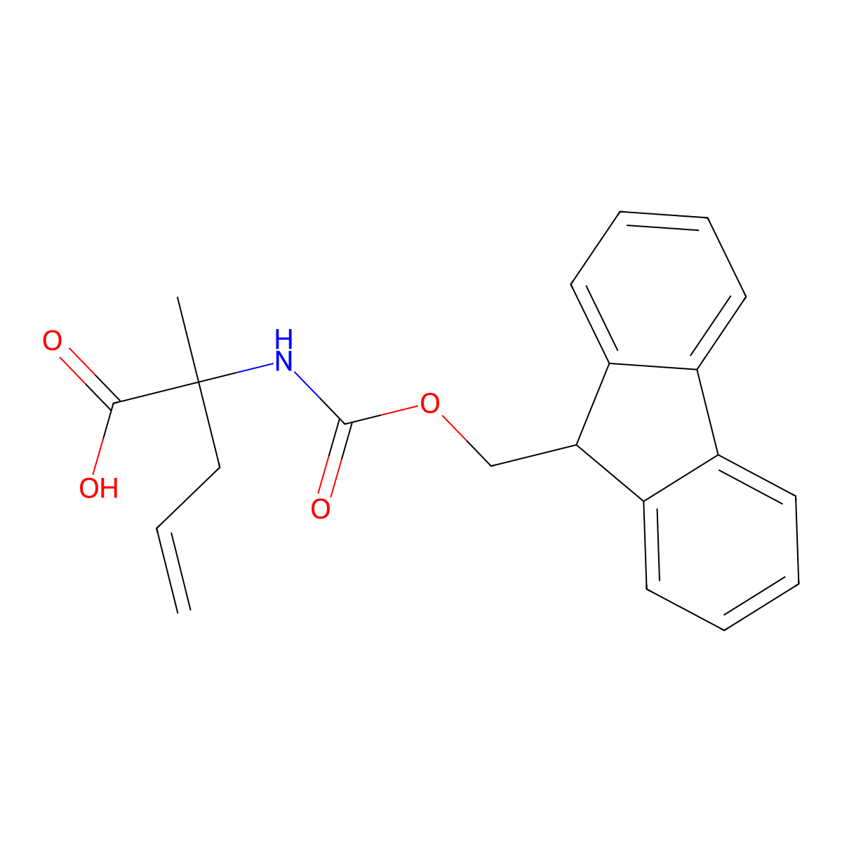 (S)-2-((((9H-Fluoren-9-yl)methoxy)carbonyl)amino)-2-methylpent-4-enoic acid molecular structure, CAS 288617-71-0