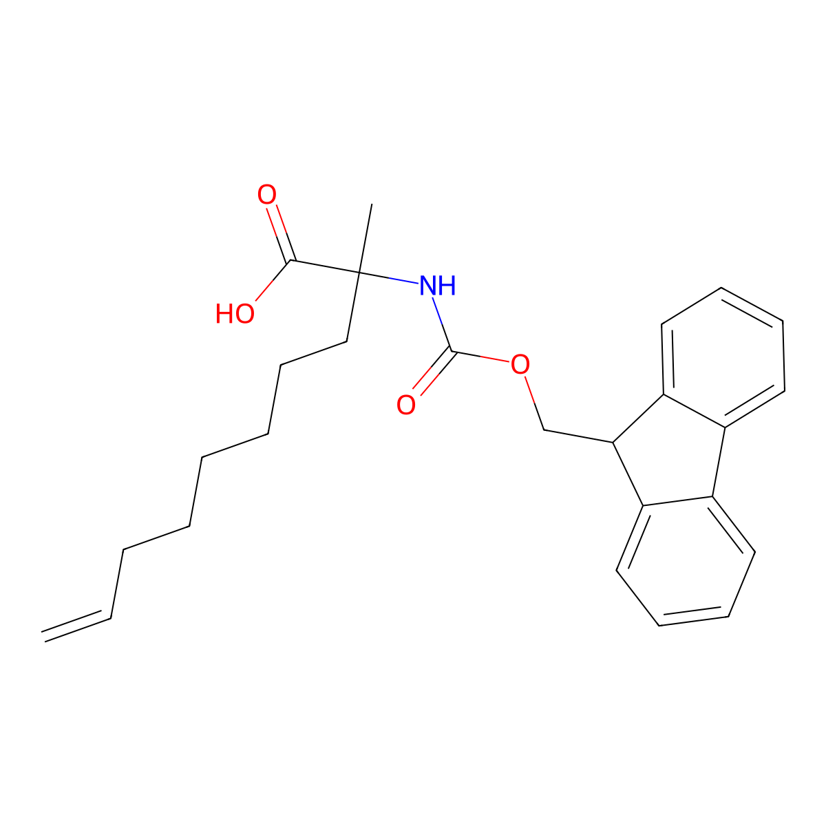 (S)-2-((((9H-Fluoren-9-yl)methoxy)carbonyl)amino)-2-methyldec-9-enoic acid molecular structure, CAS 288617-75-4