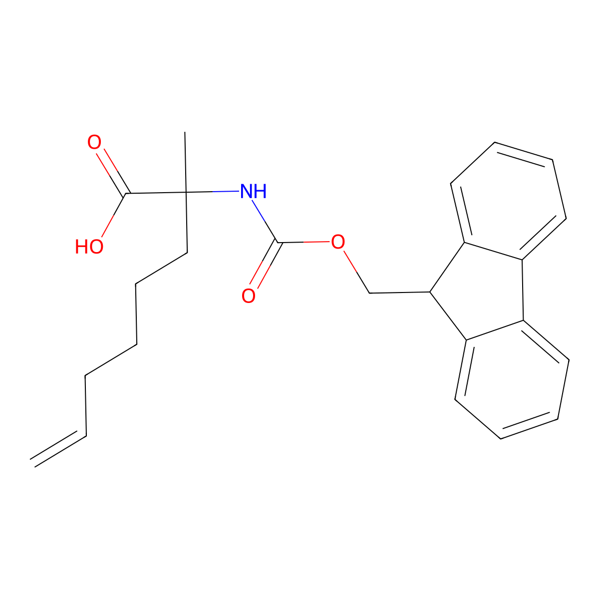 (R)-2-((((9H-Fluoren-9-yl)methoxy)carbonyl)amino)-2-methyloct-7-enoic acid molecular structure, CAS 288617-78-7