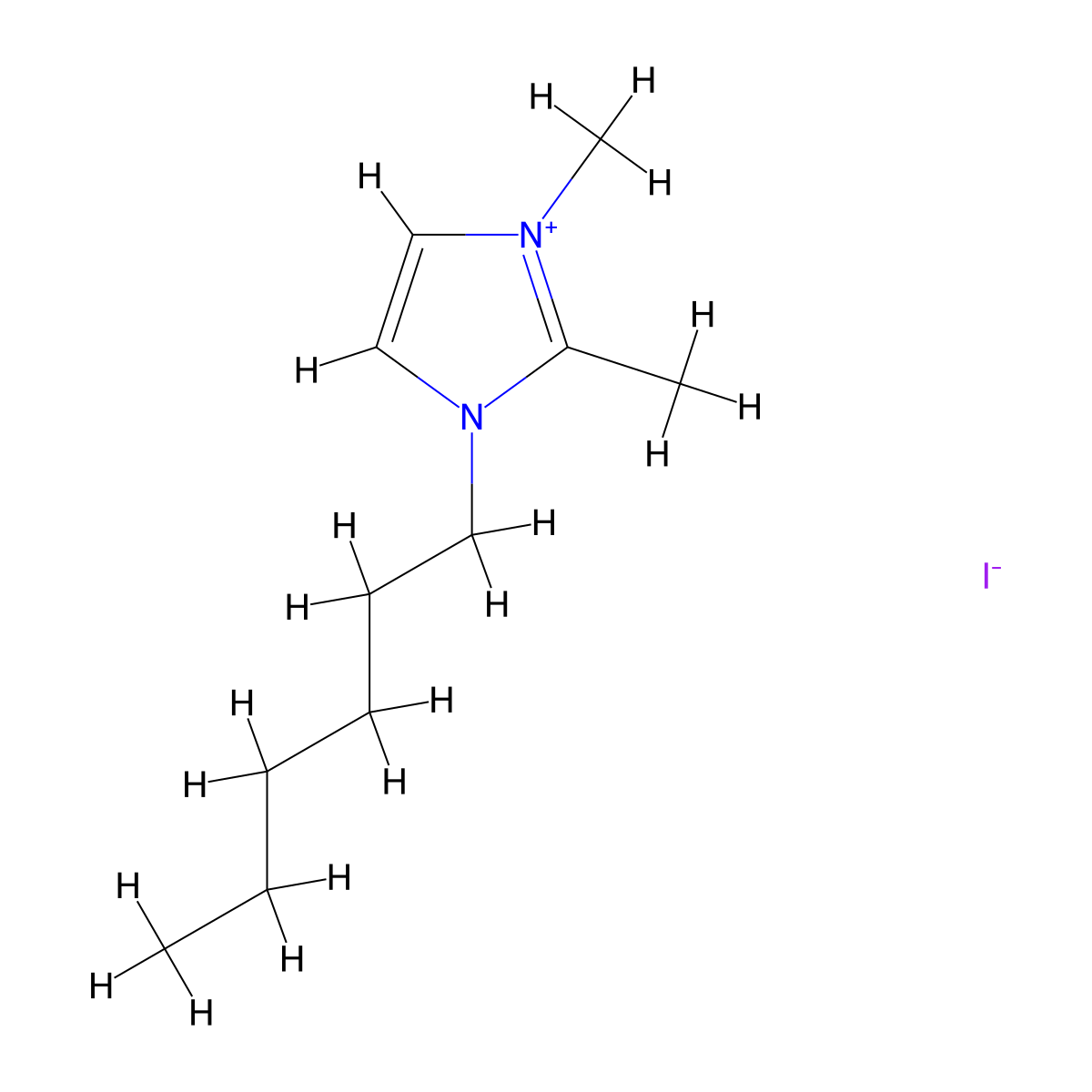 1-Hexyl-2,3-dimethylimidazolium Iodide molecular structure, CAS 288627-94-1