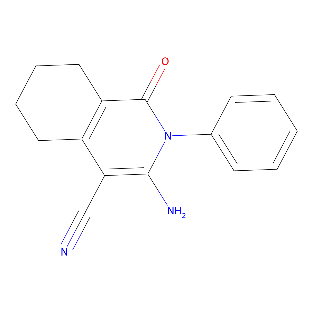 3-Amino-1-oxo-2-phenyl-1,2,5,6,7,8-hexahydroisoquinoline-4-carbonitrile molecular structure, CAS 28870-35-1