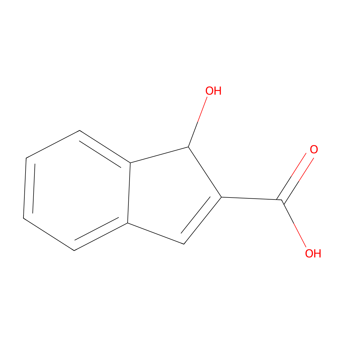 1-hydroxy-1H-indene-2-carboxylic acid molecular structure, CAS 28873-82-7