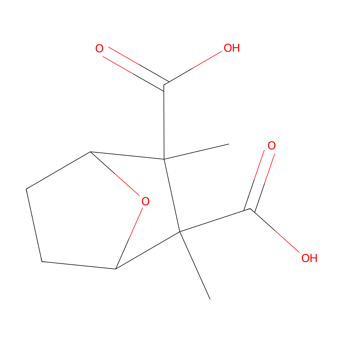rel-(1R,2S,3R,4S)-2,3-Dimethyl-7-oxabicyclo(2.2.1)heptane-2,3-dicarboxylic acid molecular structure, CAS 28874-45-5