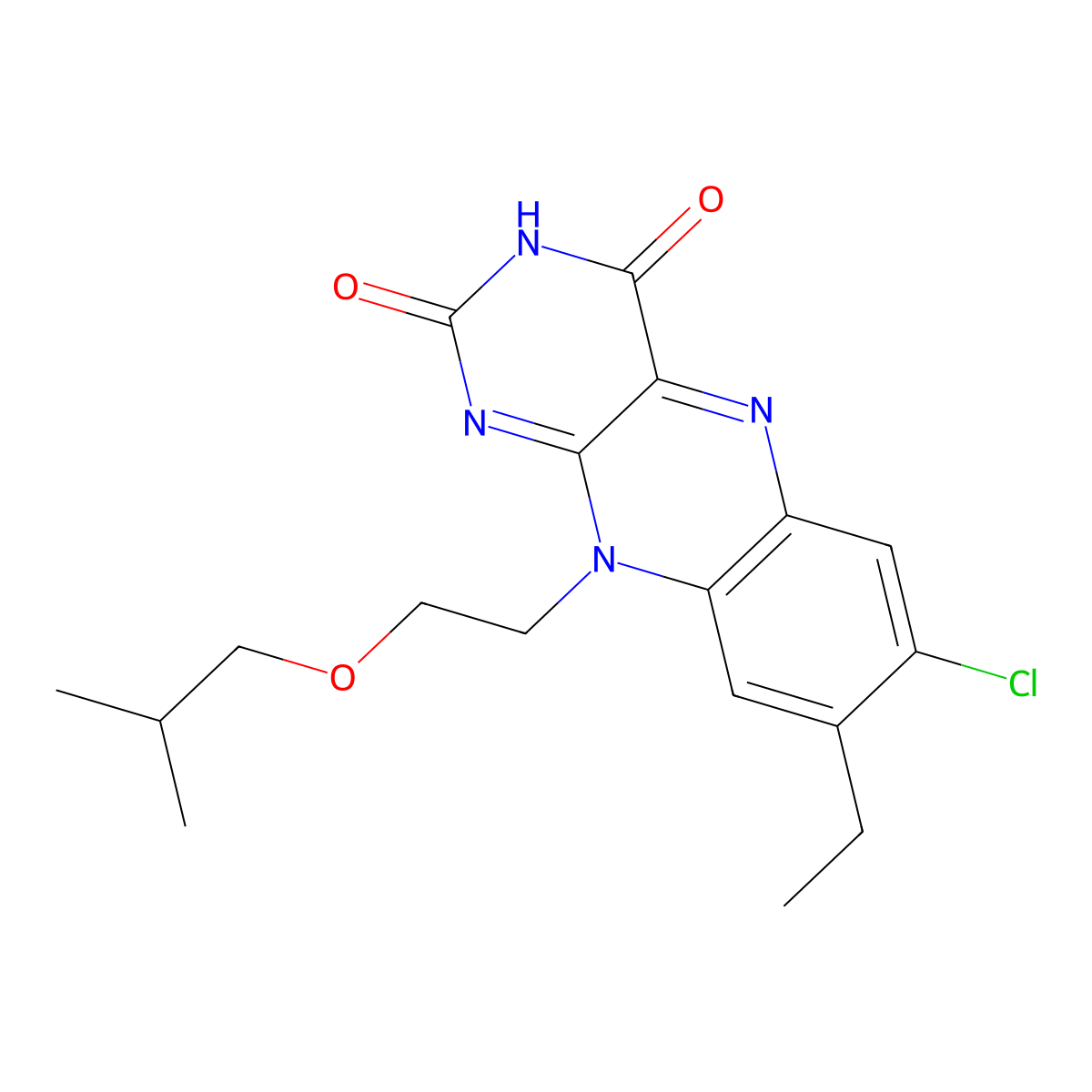 7-Chloro-8-ethyl-10-(2-isobutoxyethyl)benzo[g]pteridine-2,4(3H,10H)-dione molecular structure, CAS 2887480-87-5