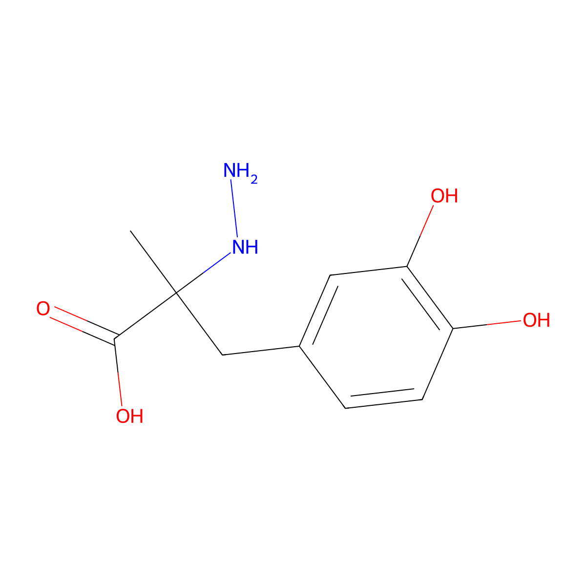 (R)-alpha-Hydrazino-3,4-dihydroxy-alpha-methylbenzenepropanoic acid molecular structure, CAS 28875-92-5