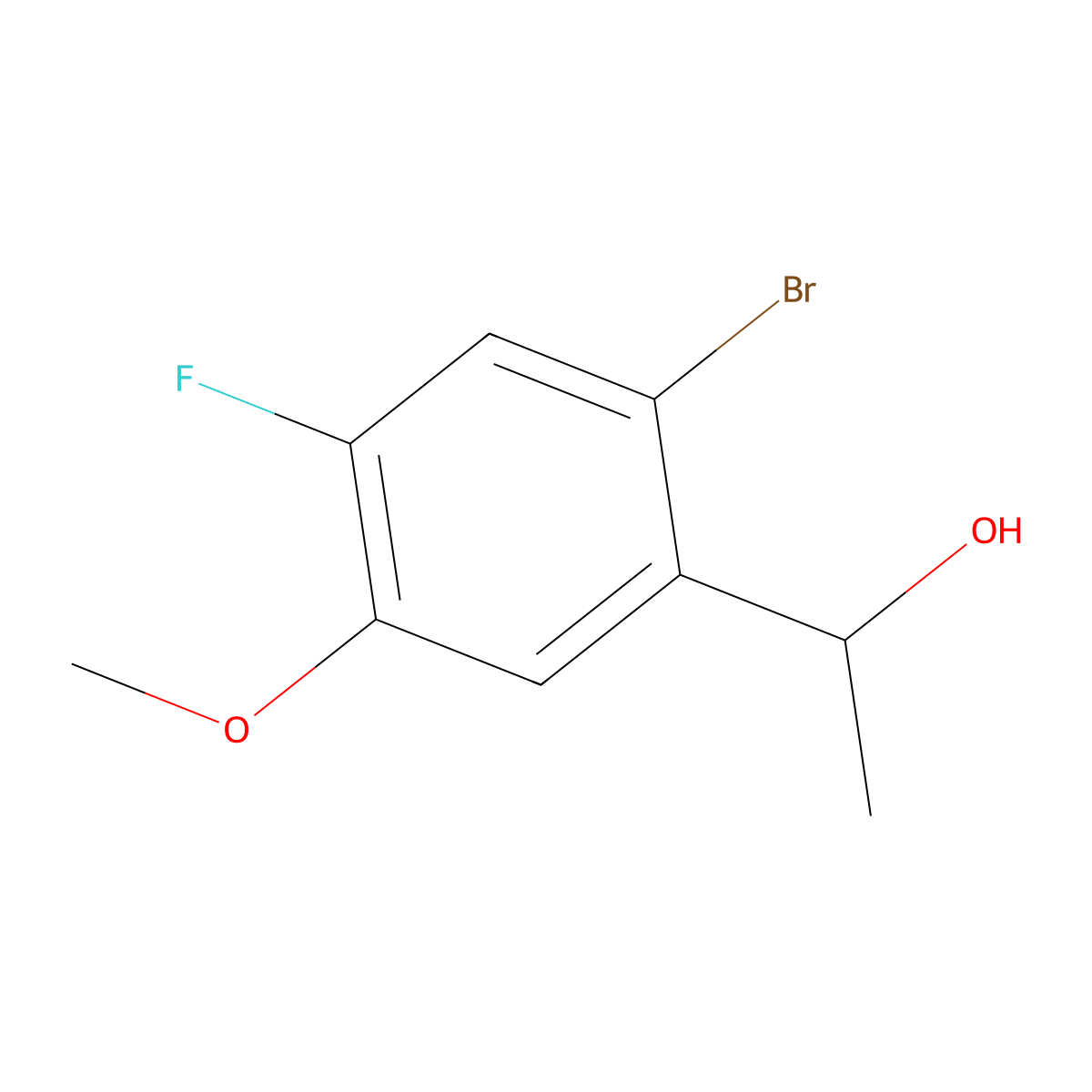 1-(2-Bromo-4-fluoro-5-methoxyphenyl)ethanol molecular structure, CAS 2887560-94-1