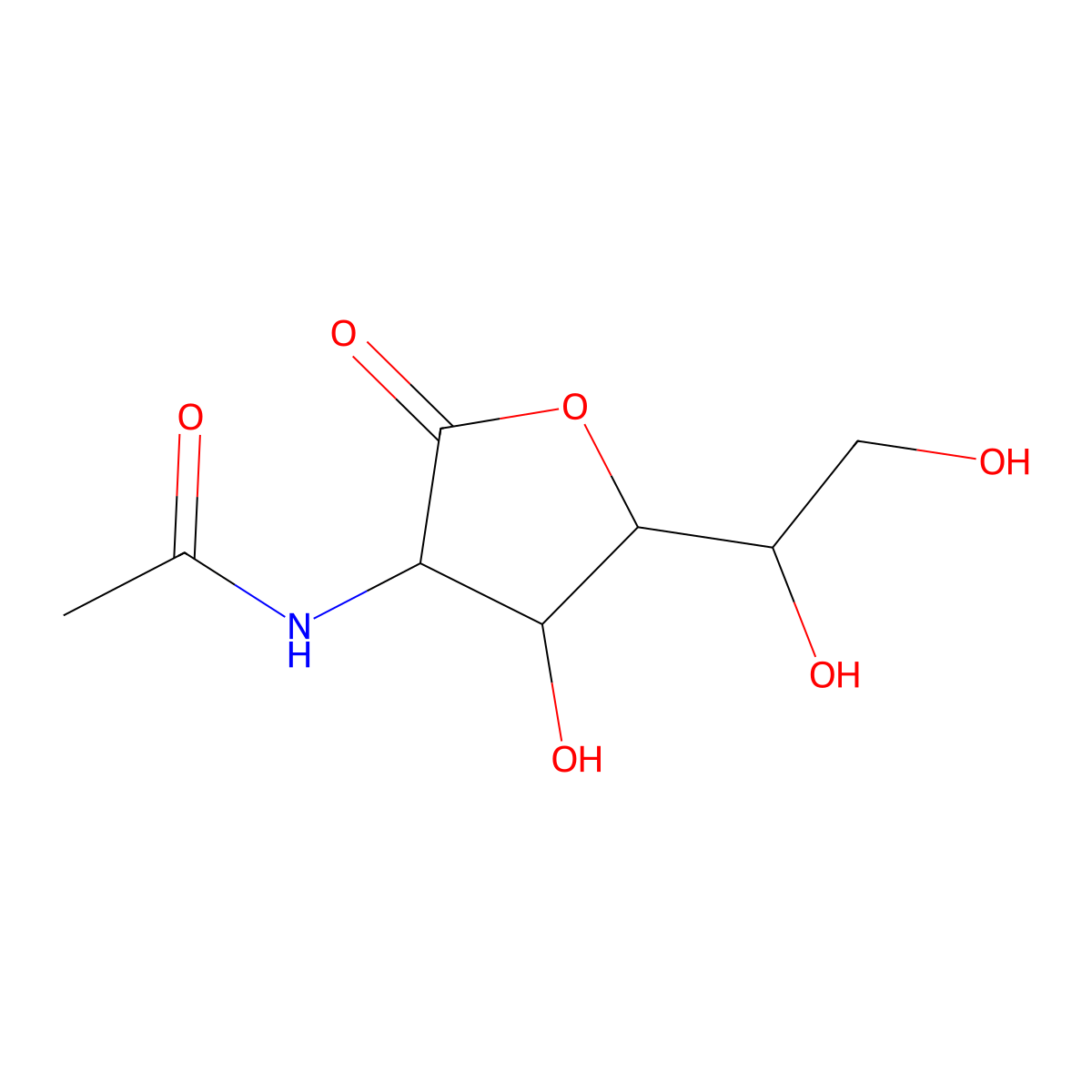 2-Acetamido-2-deoxy-D-galactono-1,4-lactone molecular structure, CAS 28876-38-2