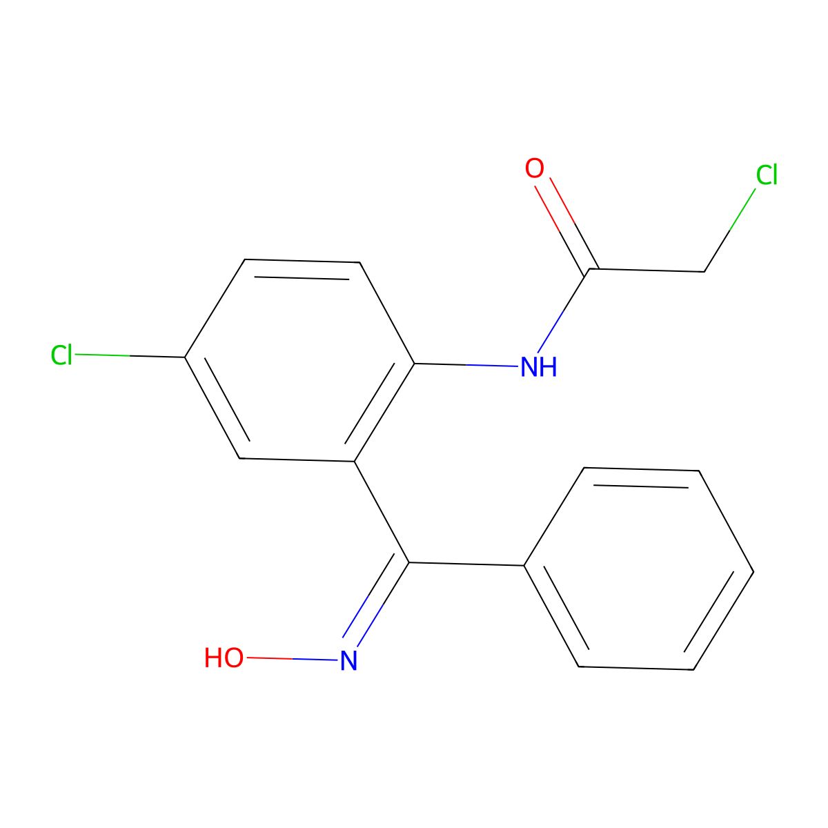 (E)-2-Chloro-N-(4-chloro-2-((hydroxyimino)phenylmethyl)phenyl)acetamide molecular structure, CAS 2888-63-3