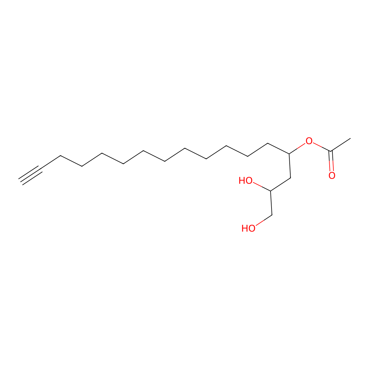 16-Heptadecyne-1,2,4-triol, 4-acetate molecular structure, CAS 28884-46-0