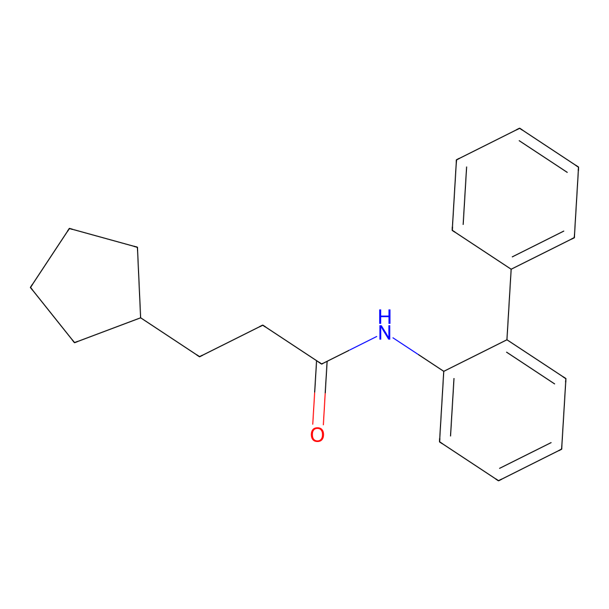 3-cyclopentyl-N-(2-phenylphenyl)propanamide molecular structure, CAS 288842-97-7