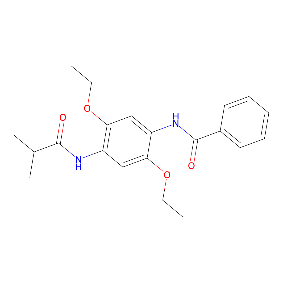N-(2,5-diethoxy-4-isobutyramidophenyl)benzamide molecular structure, CAS 288843-09-4