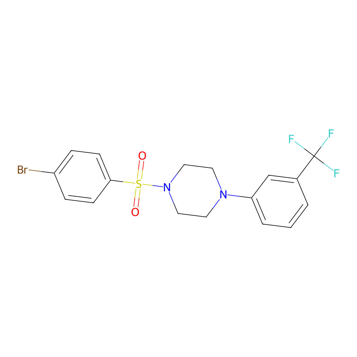 1-(4-Bromophenyl)sulfonyl-4-[3-(trifluoromethyl)phenyl]piperazine molecular structure, CAS 288843-66-3