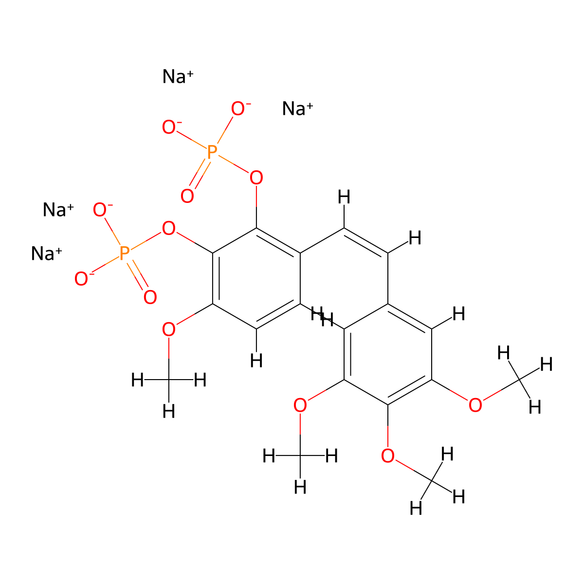 tetrasodium;[3-methoxy-2-phosphonatooxy-6-[(Z)-2-(3,4,5-trimethoxyphenyl)ethenyl]phenyl] phosphate molecular structure, CAS 288847-34-7