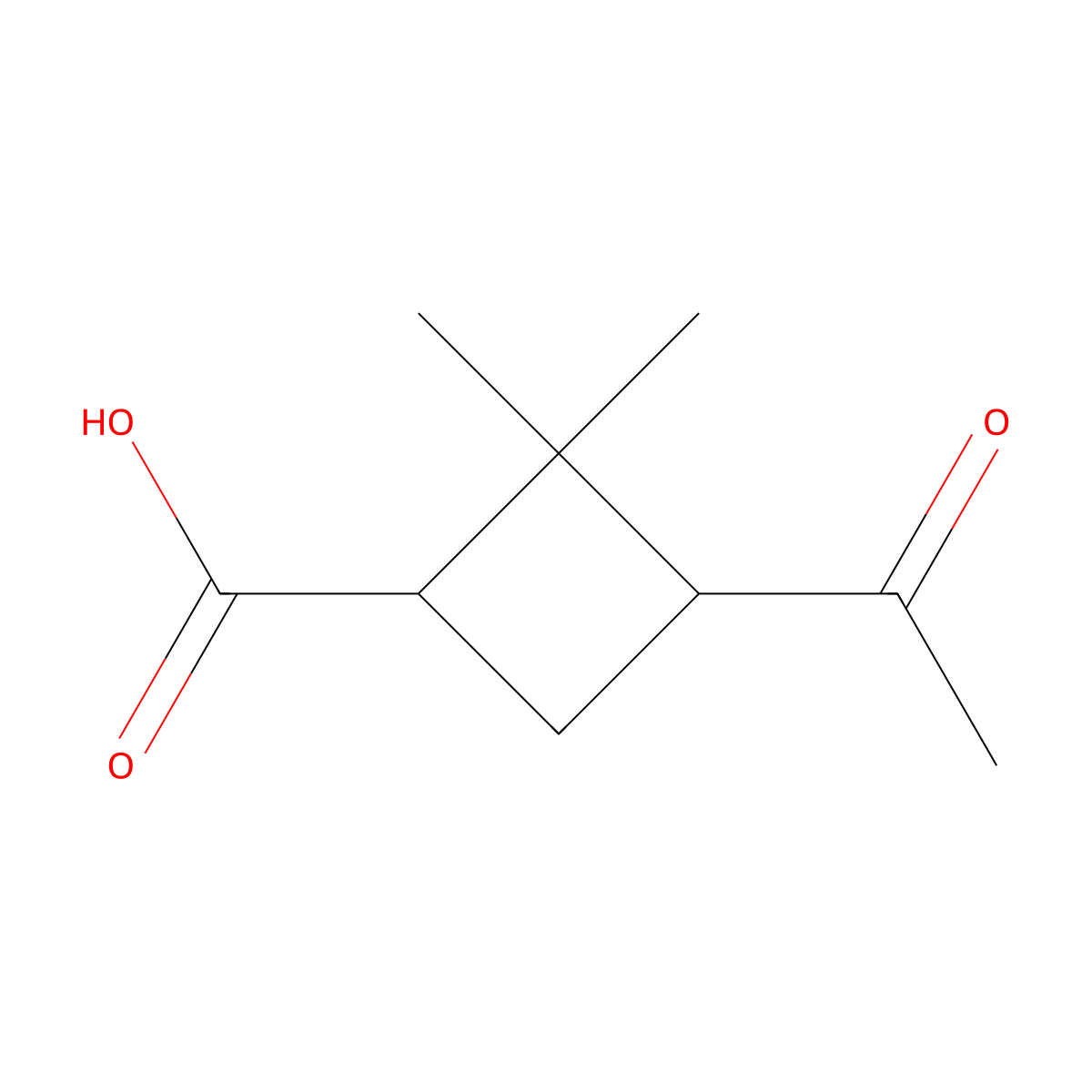 (1S,3R)-3-acetyl-2,2-dimethylcyclobutane-1-carboxylic acid molecular structure, CAS 288848-24-8