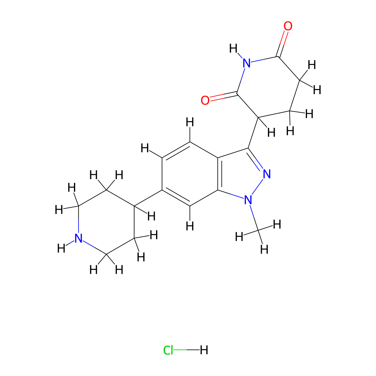 3-(1-methyl-6-(piperidin-4-yl)-1H-indazol-3-yl)piperidine-2,6-dione hydrochloride molecular structure, CAS 2888604-15-5
