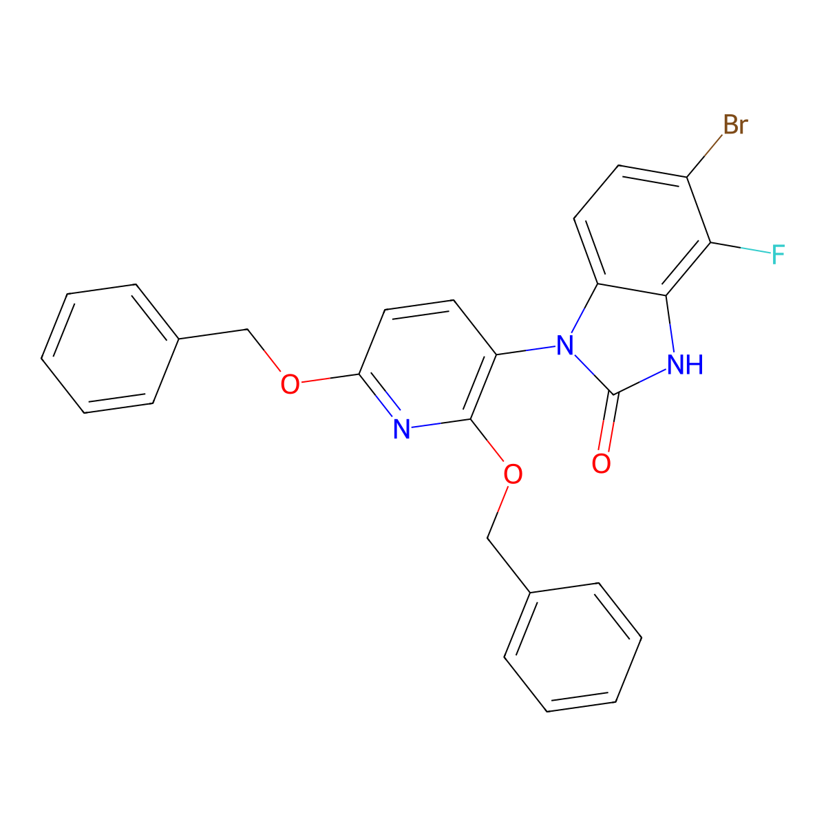 1-[2,6-Bis(phenylmethoxy)-3-pyridinyl]-5-bromo-4-fluoro-1,3-dihydro-2H-benzimidazol-2-one molecular structure, CAS 2888604-41-7