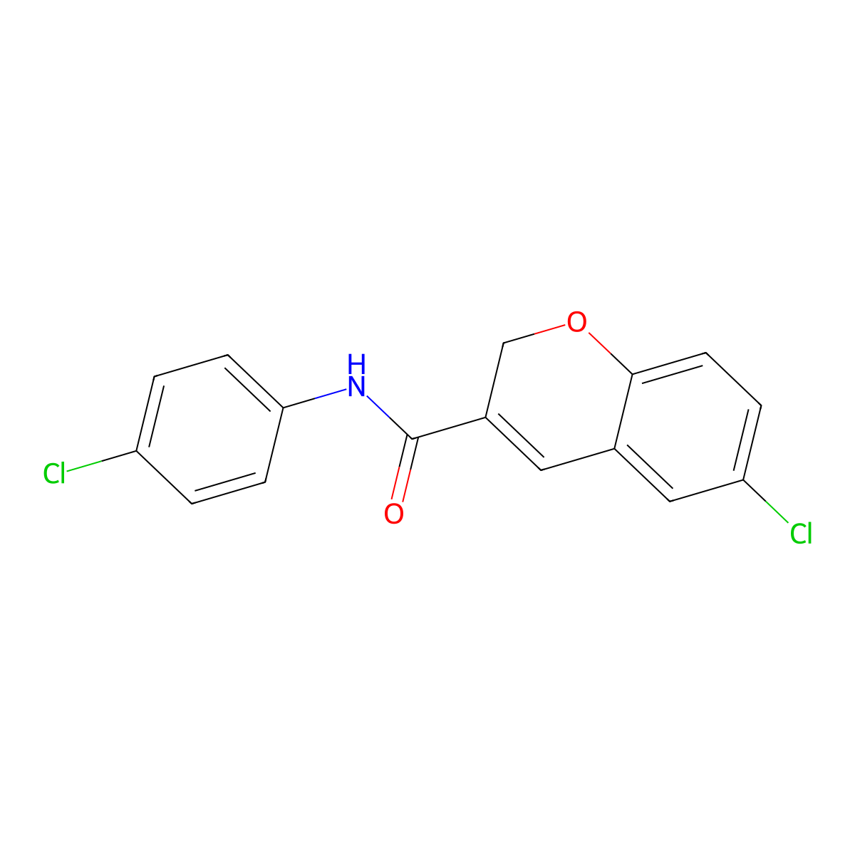 6-chloro-N-(4-chlorophenyl)-2H-chromene-3-carboxamide molecular structure, CAS 288861-05-2