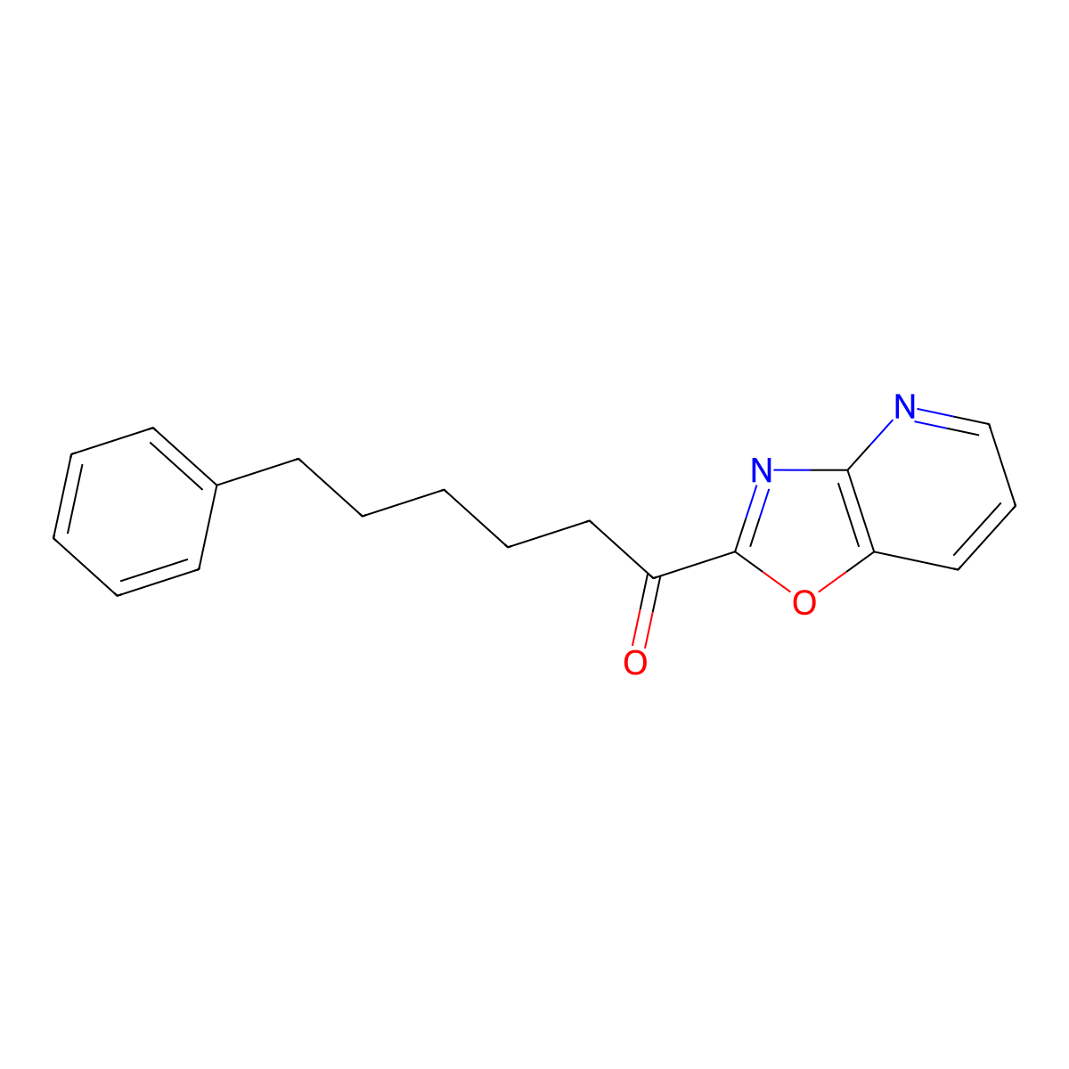 1-Oxazolo(4,5-b)pyridin-2-yl-6-phenyl-1-hexanone molecular structure, CAS 288862-83-9