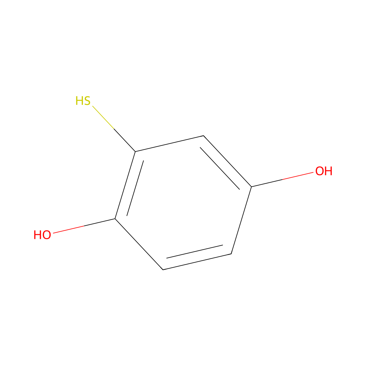 2-Mercaptobenzene-1,4-diol molecular structure, CAS 2889-61-4