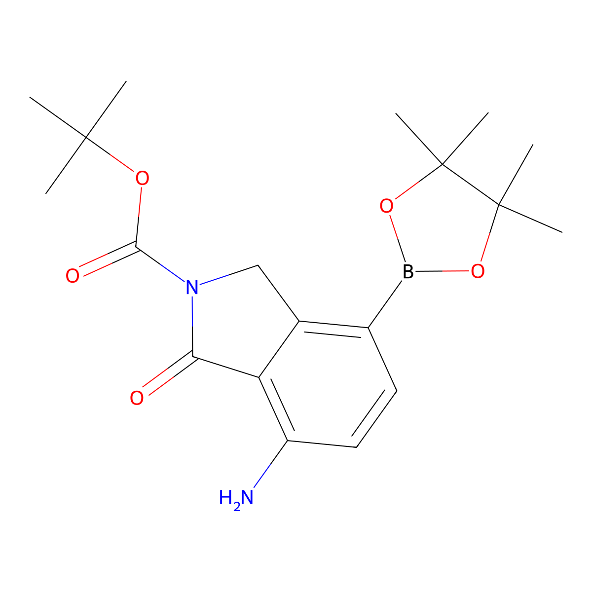 tert-Butyl 7-amino-1-oxo-4-(4,4,5,5-tetramethyl-1,3,2-dioxaborolan-2-yl)isoindoline-2-carboxylate molecular structure, CAS 2889361-17-3
