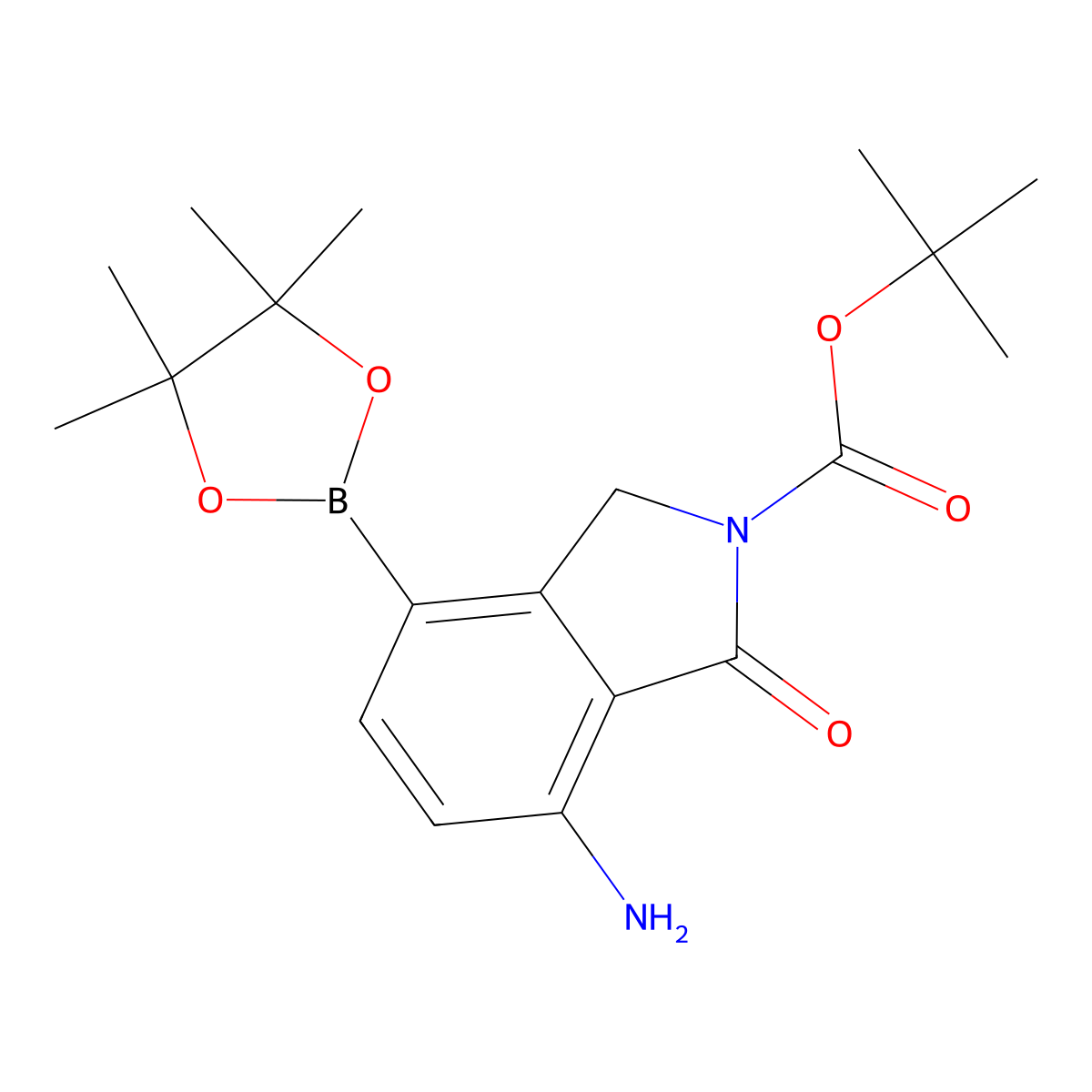 tert-Butyl 7-amino-1-oxo-4-(4,4,5,5-tetramethyl-1,3,2-dioxaborolan-2-yl)isoindoline-2-carboxylate molecular structure, CAS 2889361-17-3