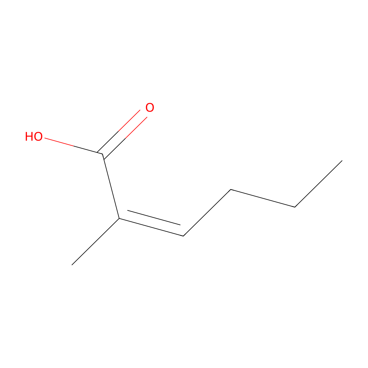 2-Hexenoic acid, 2-methyl- molecular structure, CAS 28897-58-7