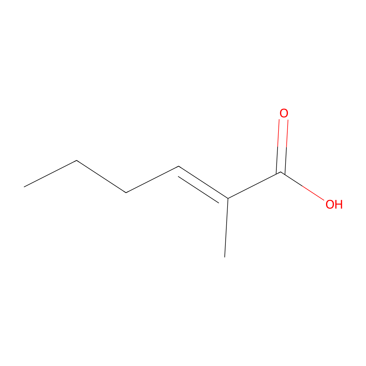 2-Hexenoic acid, 2-methyl- molecular structure, CAS 28897-58-7