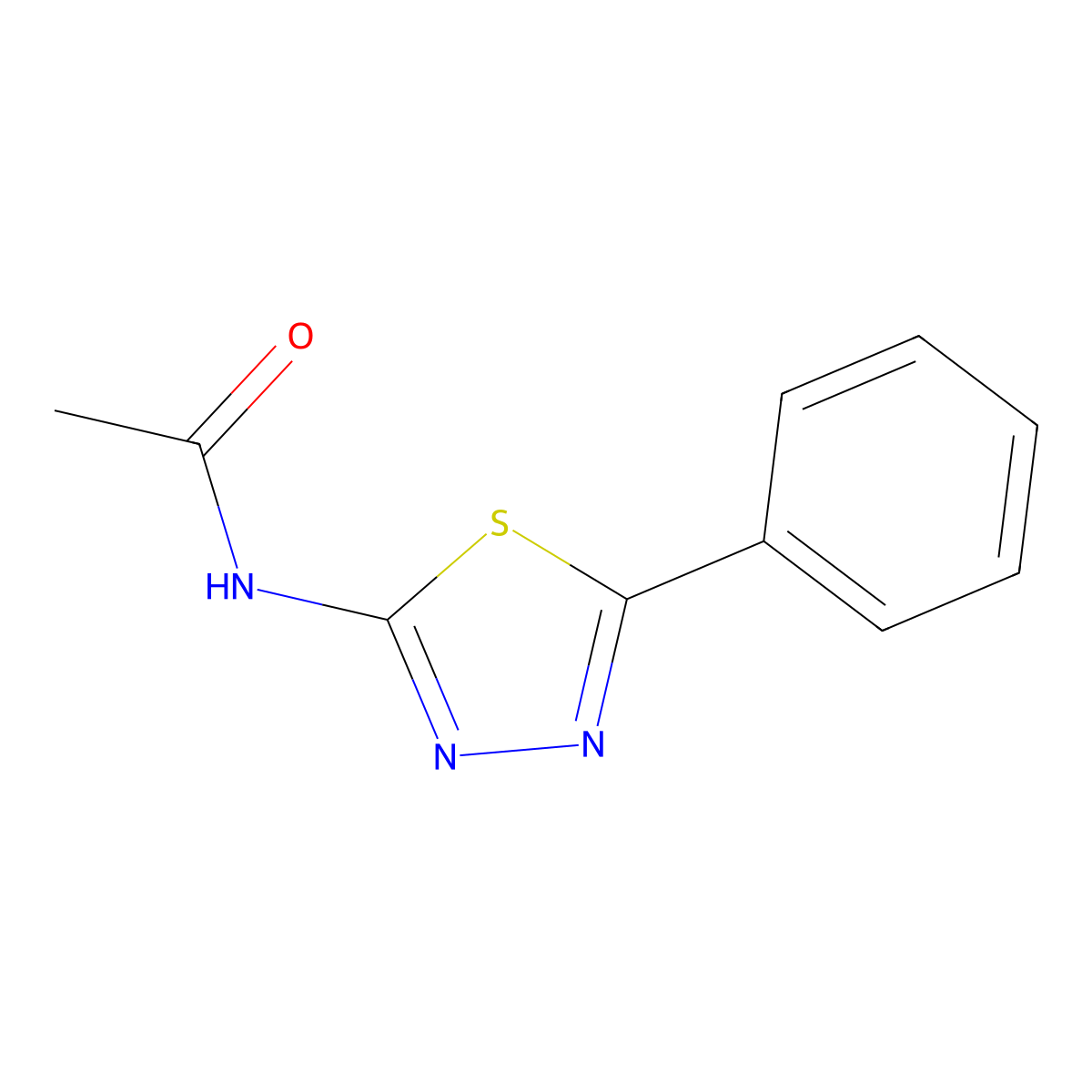 N-(5-phenyl-1,3,4-thiadiazol-2-yl)acetamide molecular structure, CAS 28898-88-6