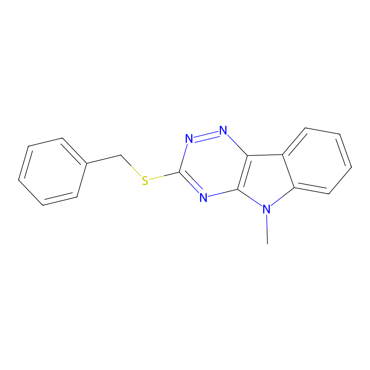 3-(benzylsulfanyl)-5-methyl-5H-[1,2,4]triazino[5,6-b]indole molecular structure, CAS 28899-09-4