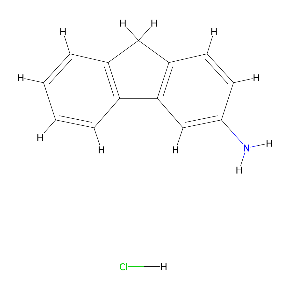 9H-fluoren-3-amine hydrochloride molecular structure, CAS 2890-16-6