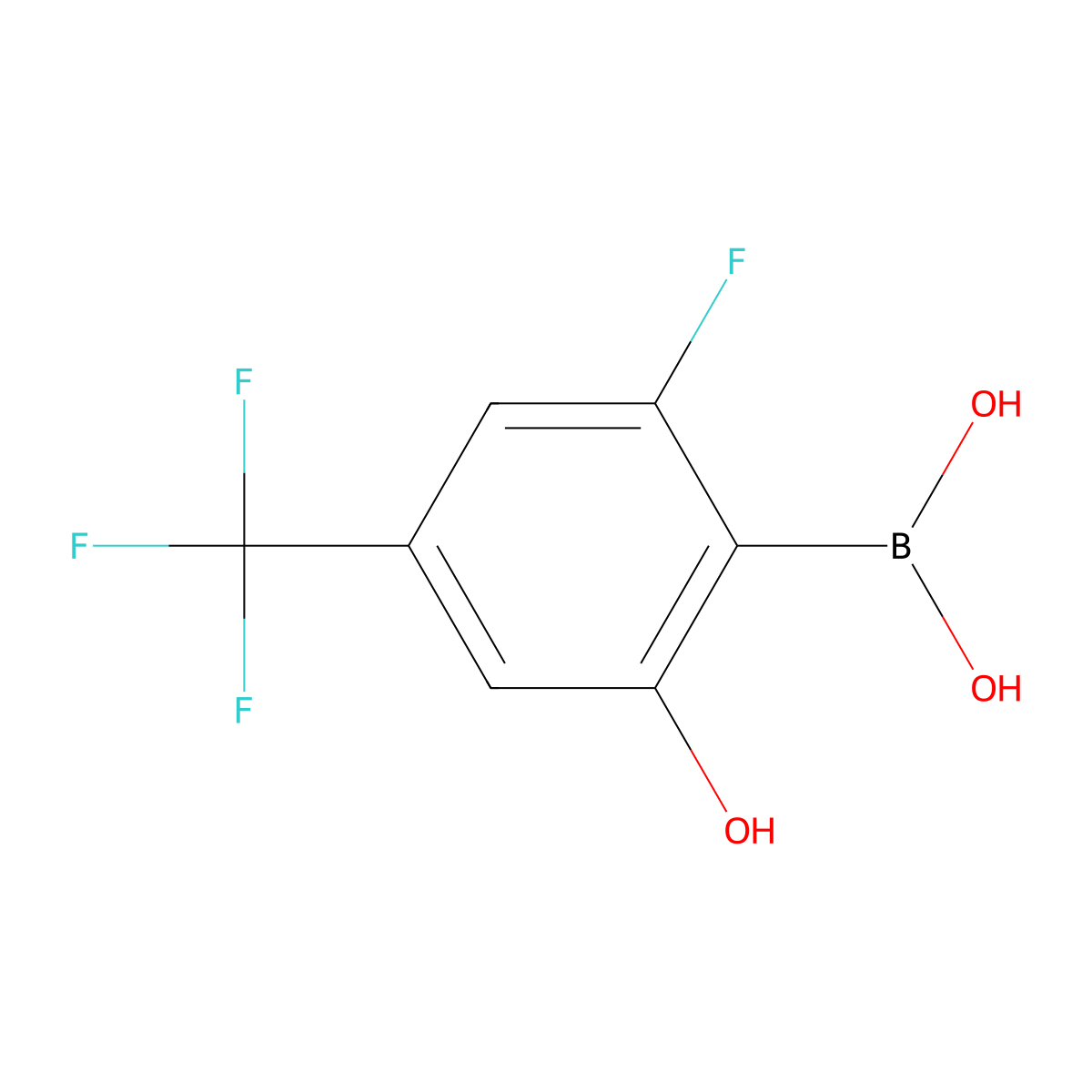 (2-Fluoro-6-hydroxy-4-(trifluoromethyl)phenyl)boronic acid molecular structure, CAS 2890194-35-9