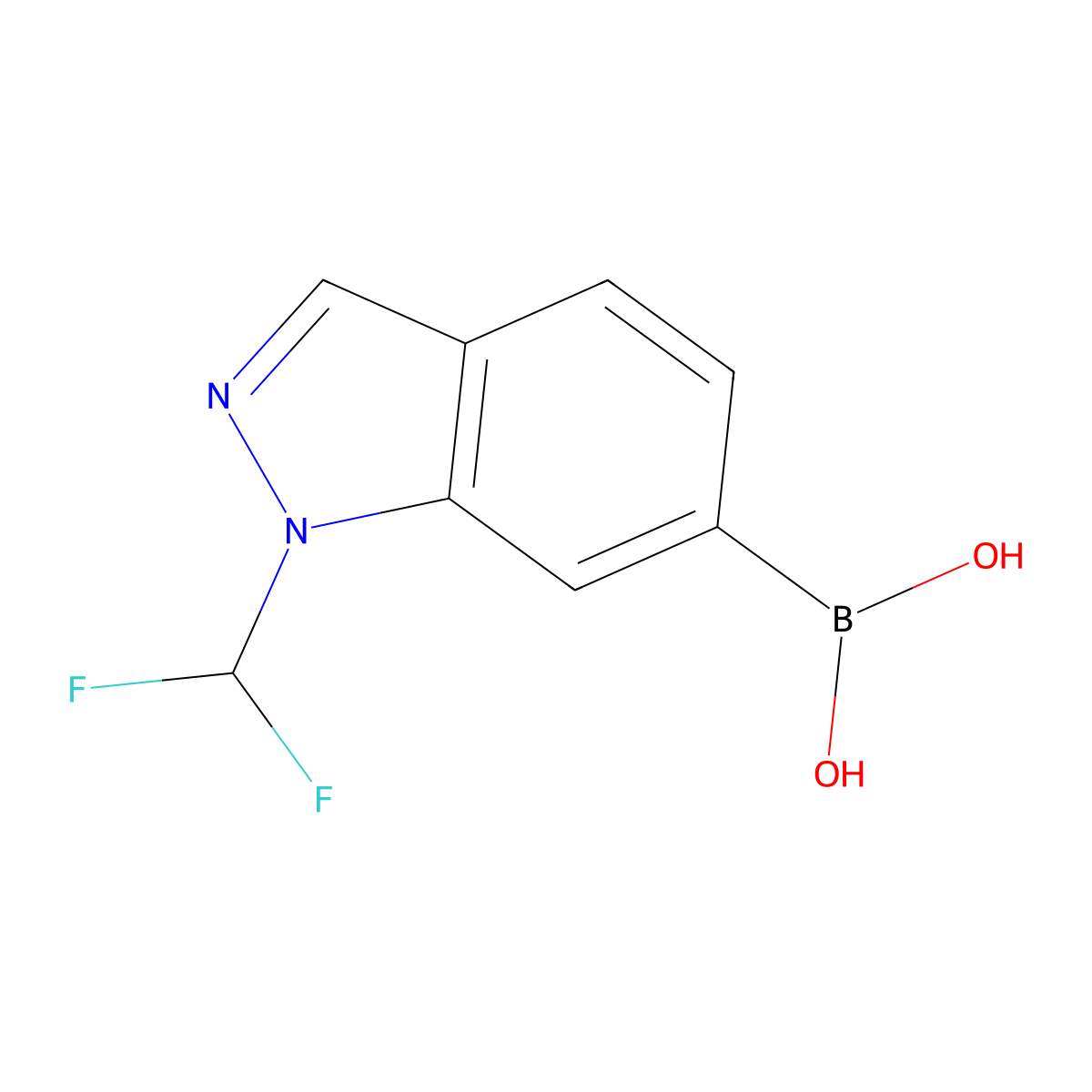 [1-(difluoromethyl)-1H-indazol-6-yl]boronic acid molecular structure, CAS 2890216-48-3