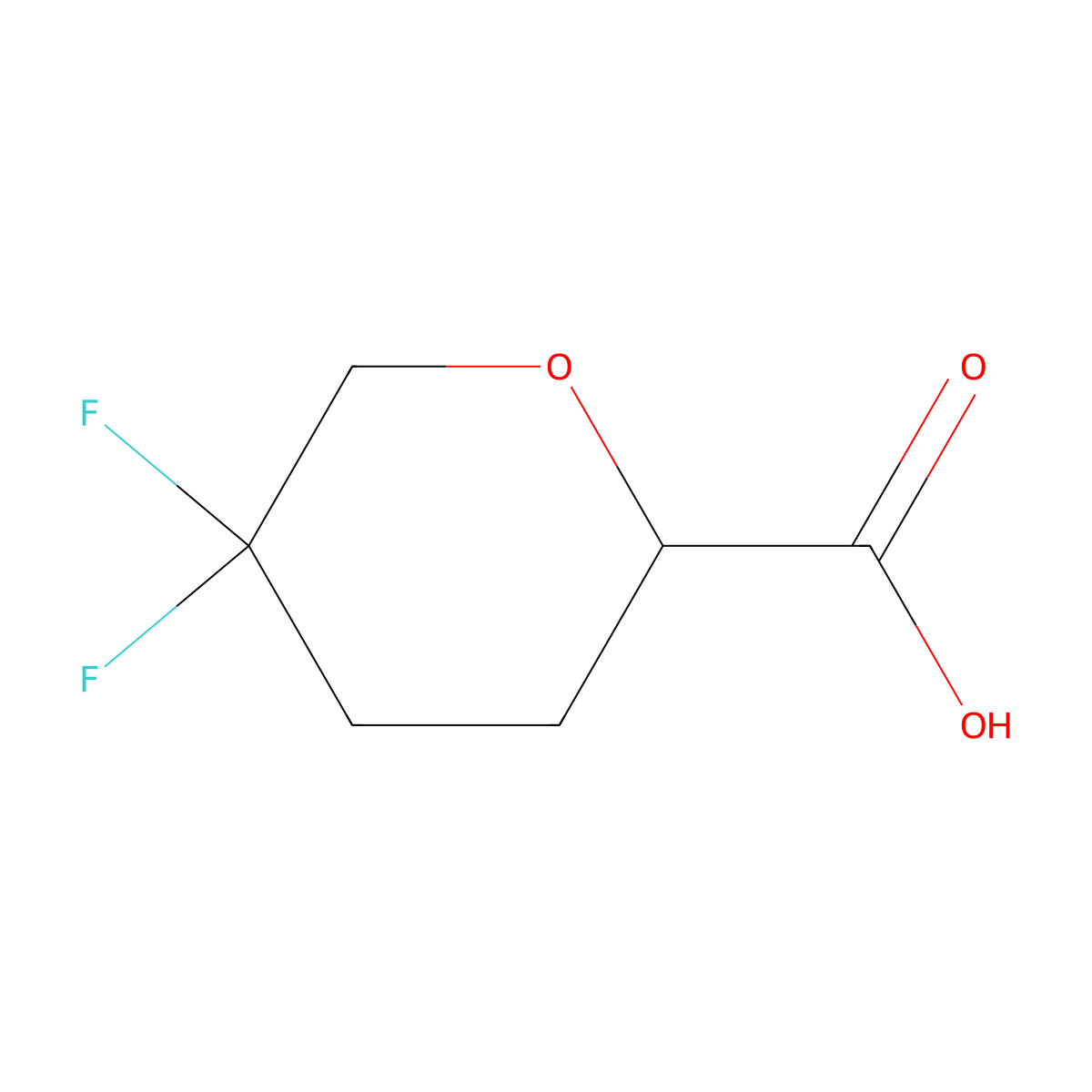 (S)-5,5-Difluorotetrahydro-2H-pyran-2-carboxylic acid molecular structure, CAS 2890223-38-6