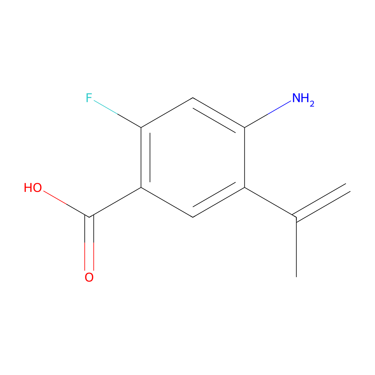 4-Amino-2-fluoro-5-(prop-1-EN-2-YL)benzoic acid molecular structure, CAS 2890260-59-8