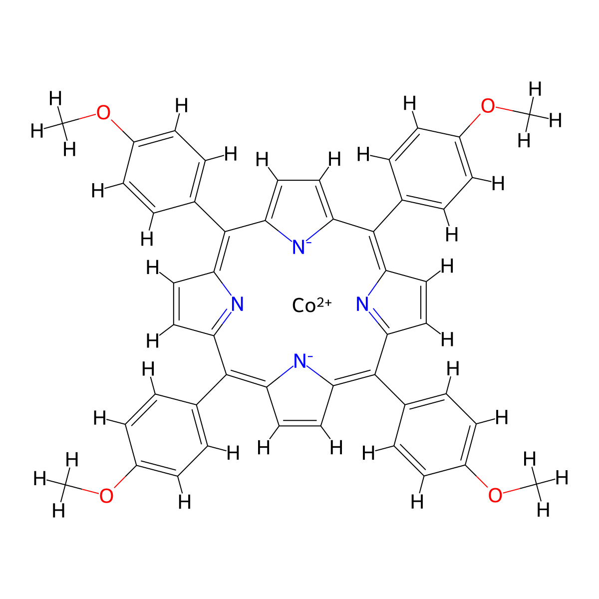 5,10,15,20-Tetrakis (4-methoxyphenyl)-21H,23H-porphine cobalt (II) , 5,10,15,20-Tetrakis(4-methoxyphenyl)-21H,23H-porphine cobalt(II) molecular structure, CAS 28903-71-1