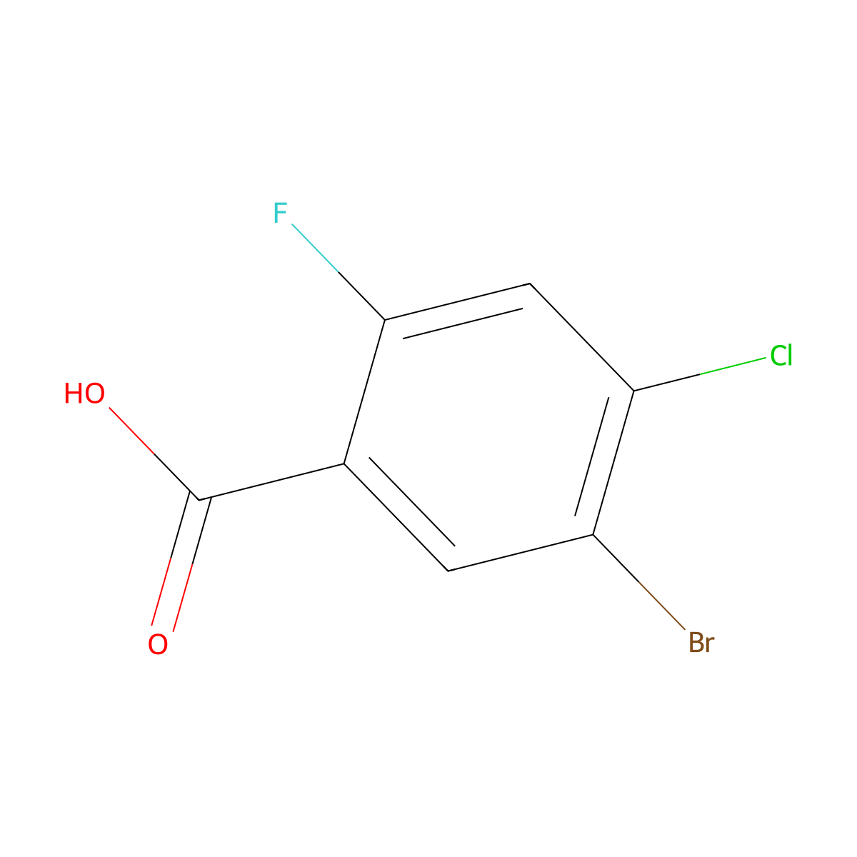 5-Bromo-4-chloro-2-fluorobenzoic acid molecular structure, CAS 289038-22-8