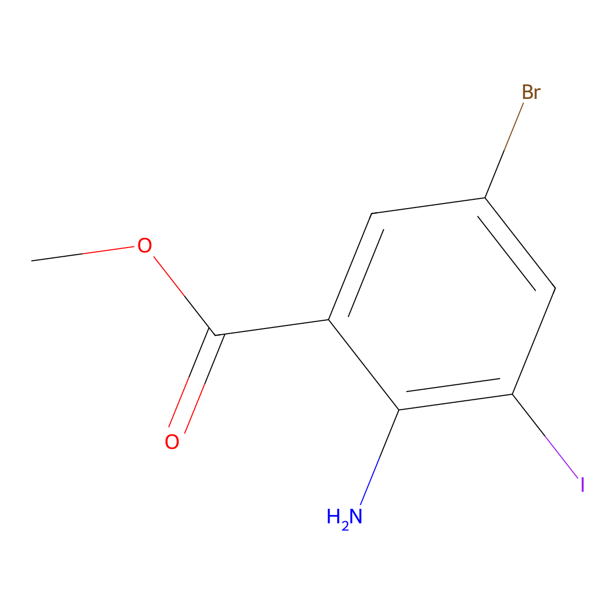 Methyl 2-amino-5-bromo-3-iodobenzoate molecular structure, CAS 289039-83-4