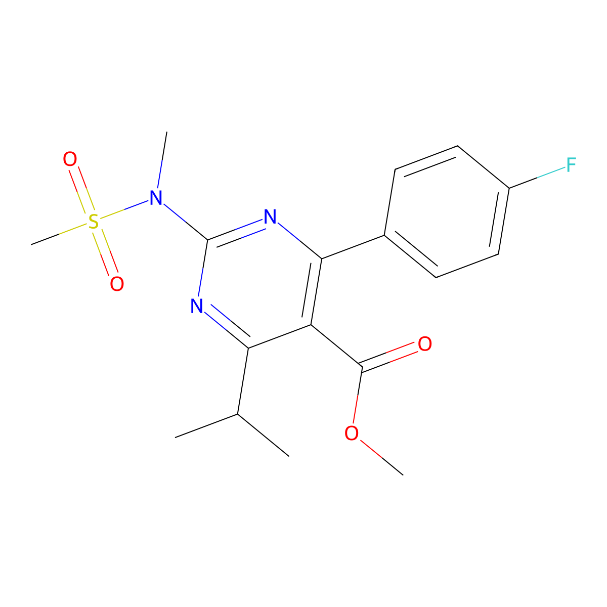 Methyl 4-(4-fluorophenyl)-6-(1-methylethyl)-2-(methyl(methylsulfonyl)amino)-5-pyrimidinecarboxylate molecular structure, CAS 289042-11-1