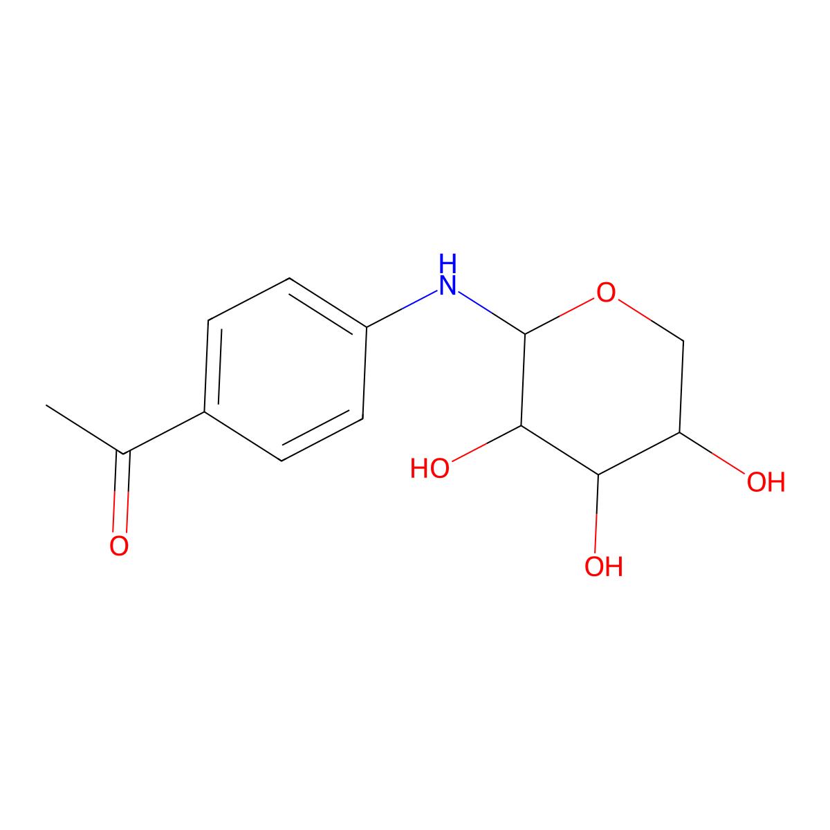 Acetophenone, 4'-(arabinosylamino)- molecular structure, CAS 28905-03-5