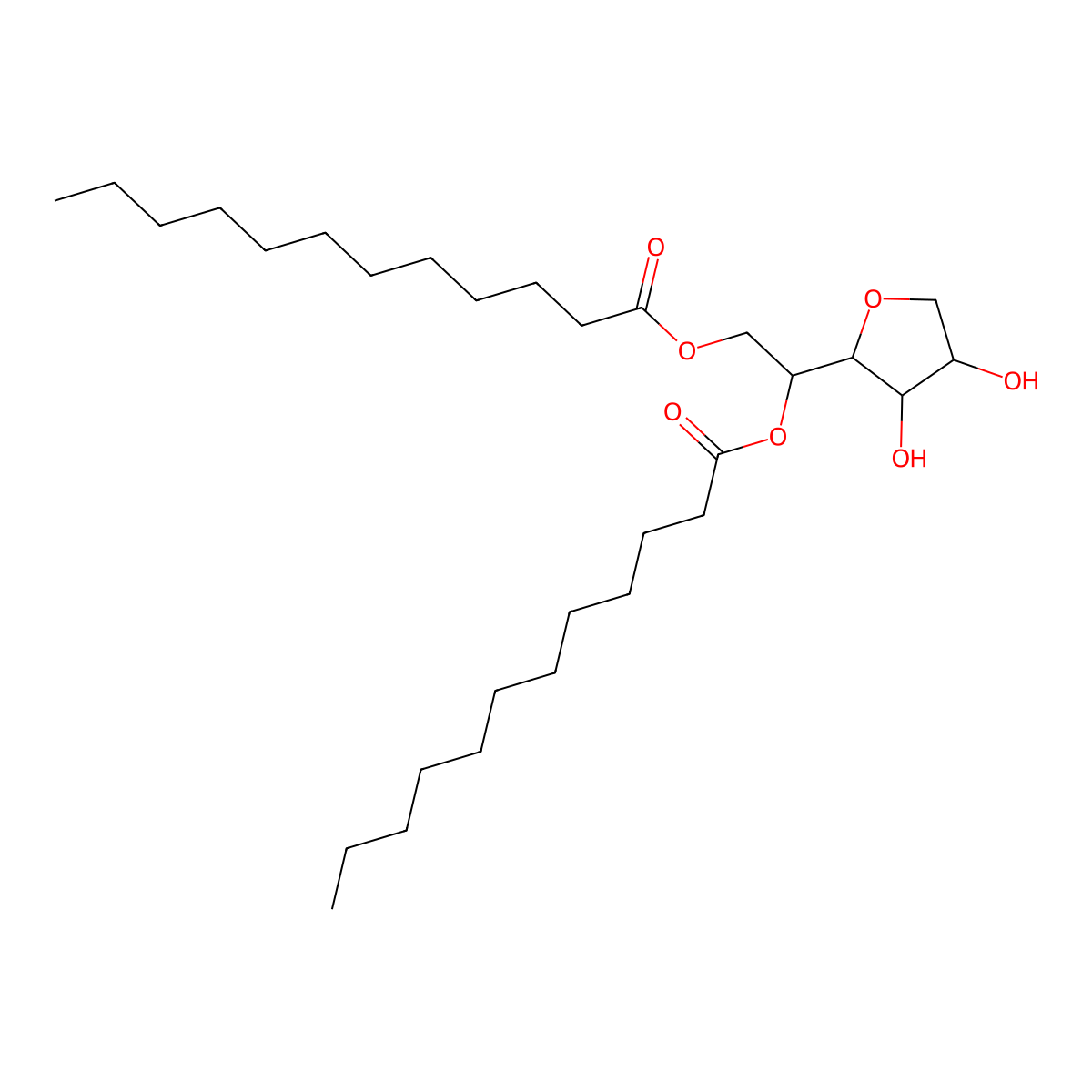 Sorbitan, didodecanoate molecular structure, CAS 28905-44-4