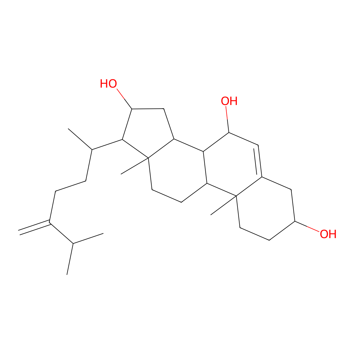 Ergosta-5,24(28)-diene-3,7,16-triol molecular structure, CAS 289054-34-8