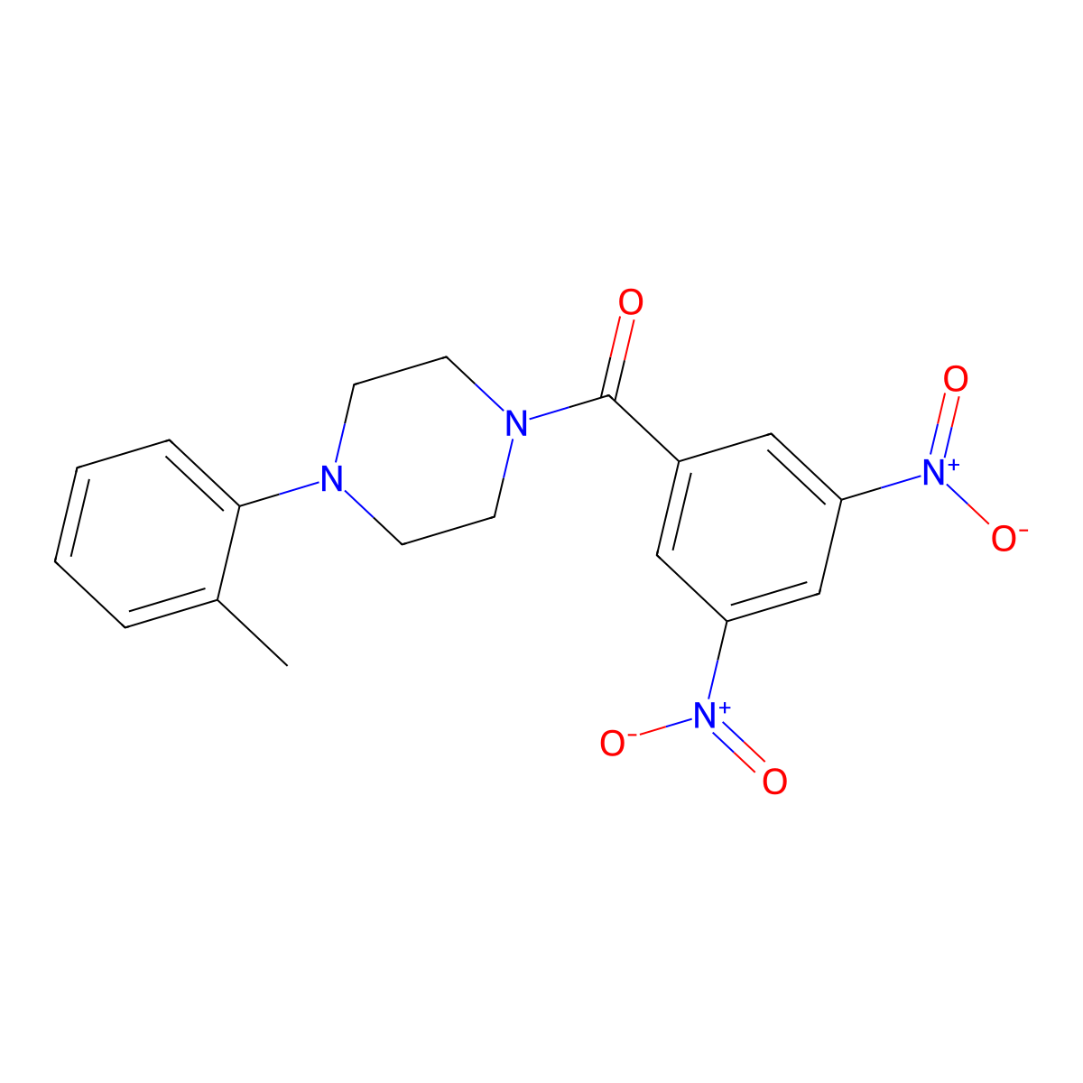 3,5-Dinitrophenyl 4-(2-methylphenyl)piperazinyl ketone molecular structure, CAS 289061-09-2
