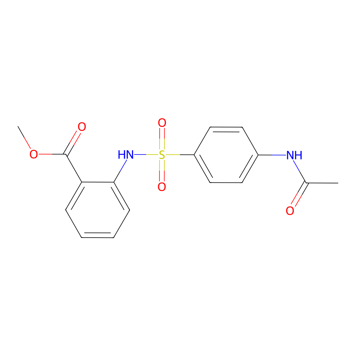 Methyl 2-(4-acetamidobenzenesulfonamido)benzoate molecular structure, CAS 289061-21-8