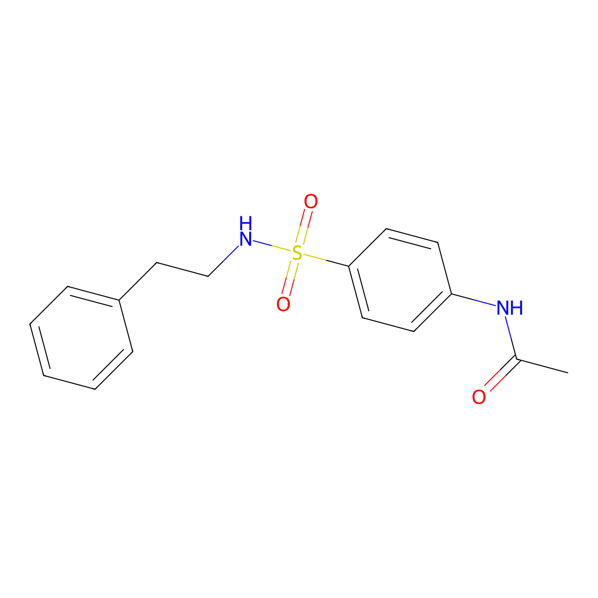 N-(4-(((2-Phenylethyl)amino)sulfonyl)phenyl)ethanamide molecular structure, CAS 289061-22-9