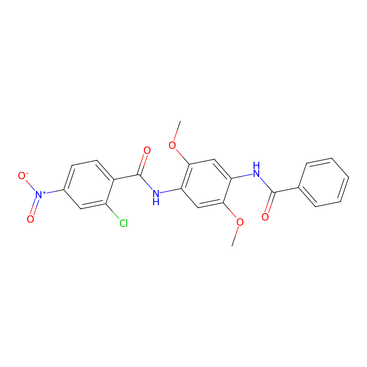 N-(4-benzamido-2,5-dimethoxyphenyl)-2-chloro-4-nitrobenzamide molecular structure, CAS 289062-84-6