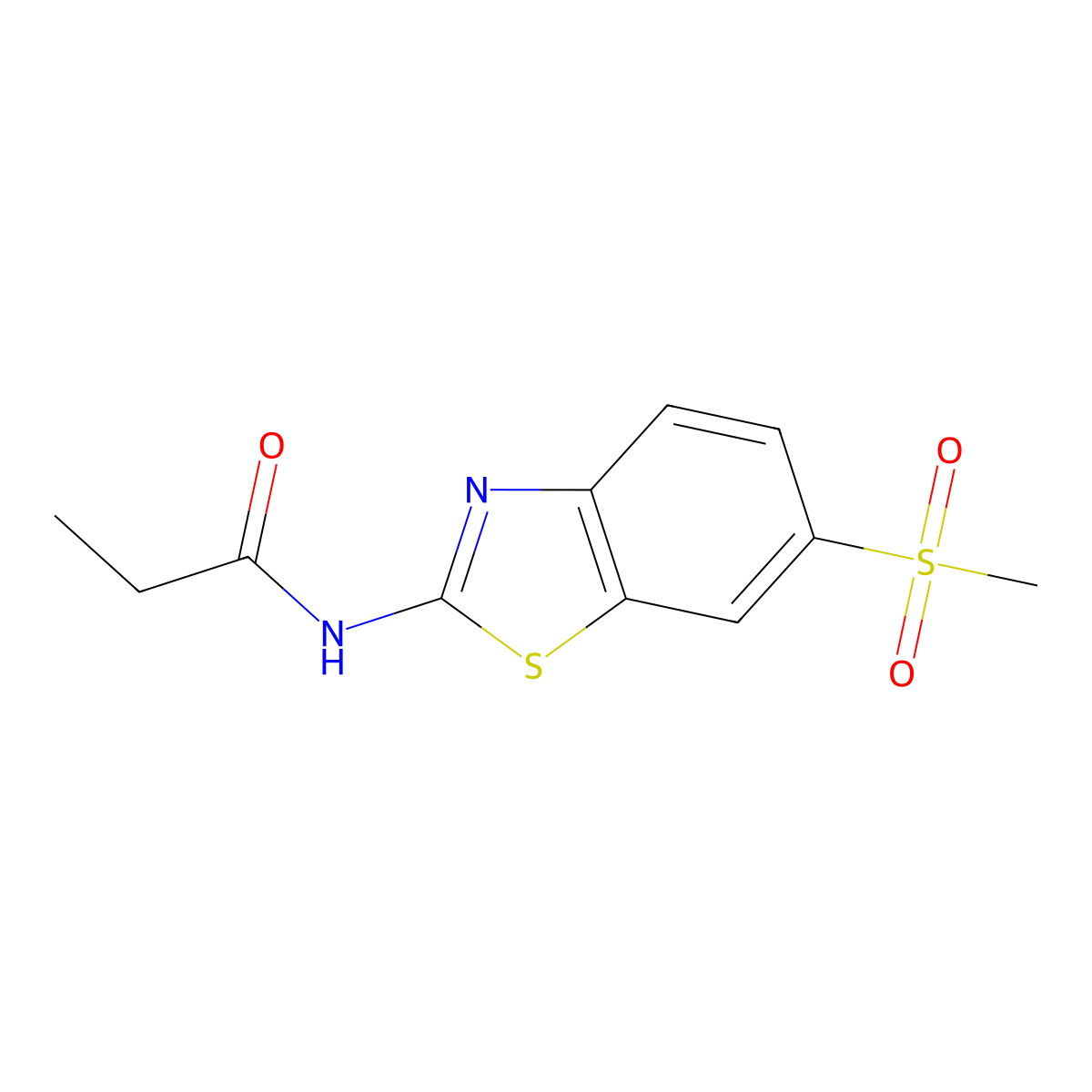 N-[6-(methylsulfonyl)-1,3-benzothiazol-2-yl]propanamide molecular structure, CAS 289062-87-9