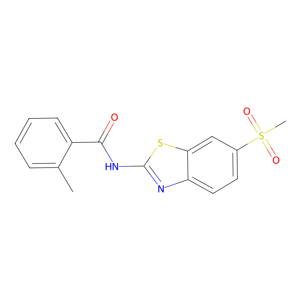 2-methyl-N-(6-methylsulfonyl-1,3-benzothiazol-2-yl)benzamide molecular structure, CAS 289062-92-6