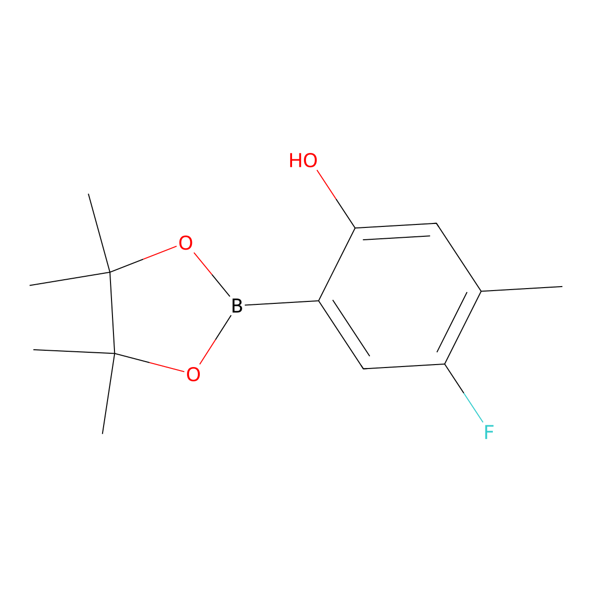 4-Fluoro-5-methyl-2-(4,4,5,5-tetramethyl-1,3,2-dioxaborolan-2-yl)phenol molecular structure, CAS 2890626-39-6
