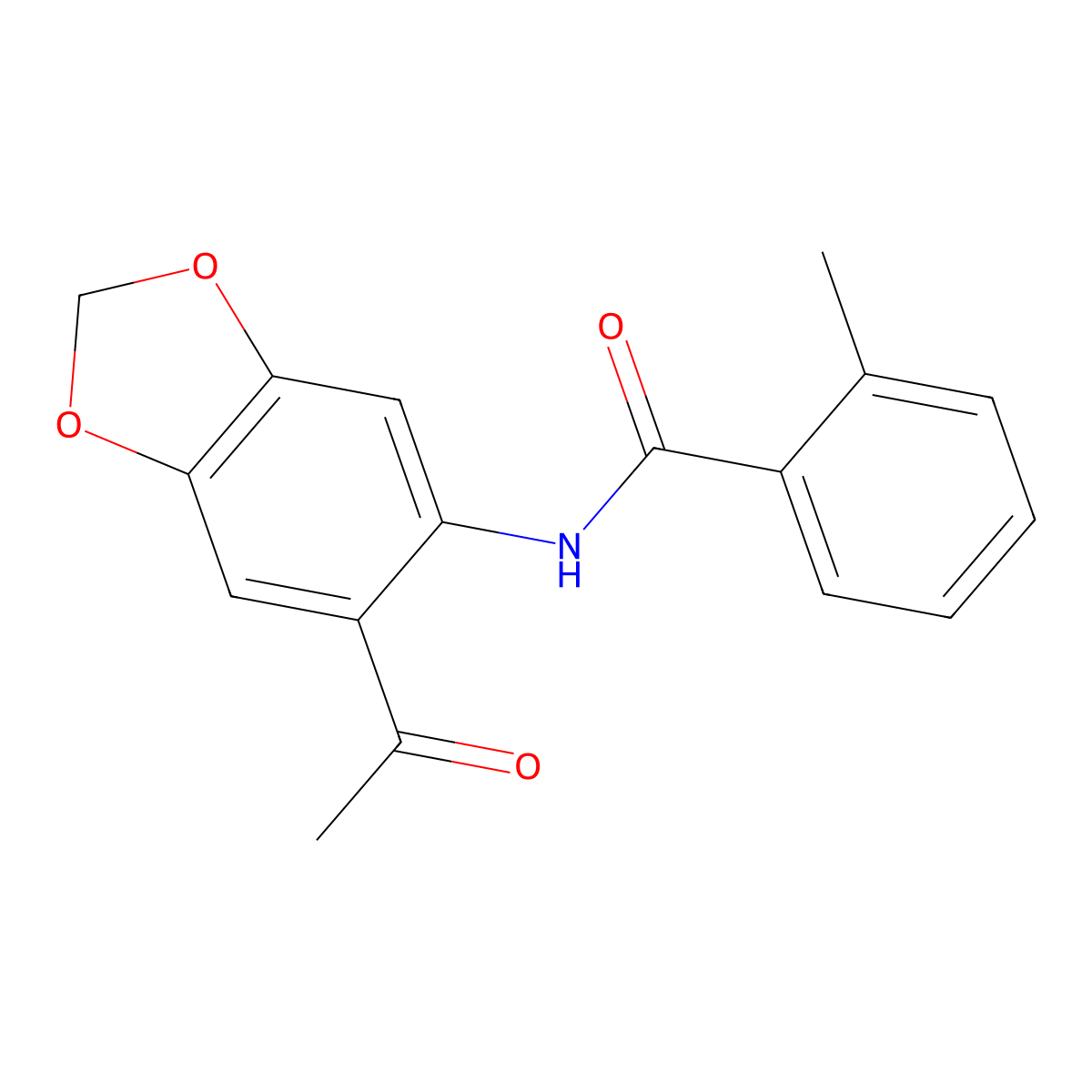 N-(6-acetyl-1,3-benzodioxol-5-yl)-2-methylbenzamide molecular structure, CAS 289063-38-3