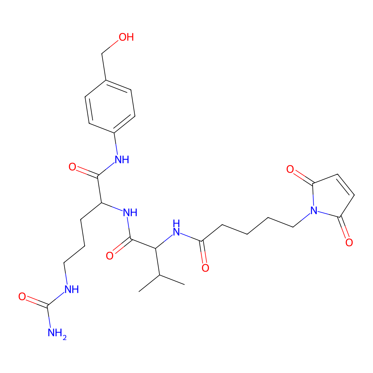 (S)-2-((S)-2-(5-(2,5-Dioxo-2,5-dihydro-1H-pyrrol-1-YL)pentanamido)-3-methylbutanamido)-N-(4-(hydroxymethyl)phenyl)-5-ureidopentanamide molecular structure, CAS 2890735-12-1